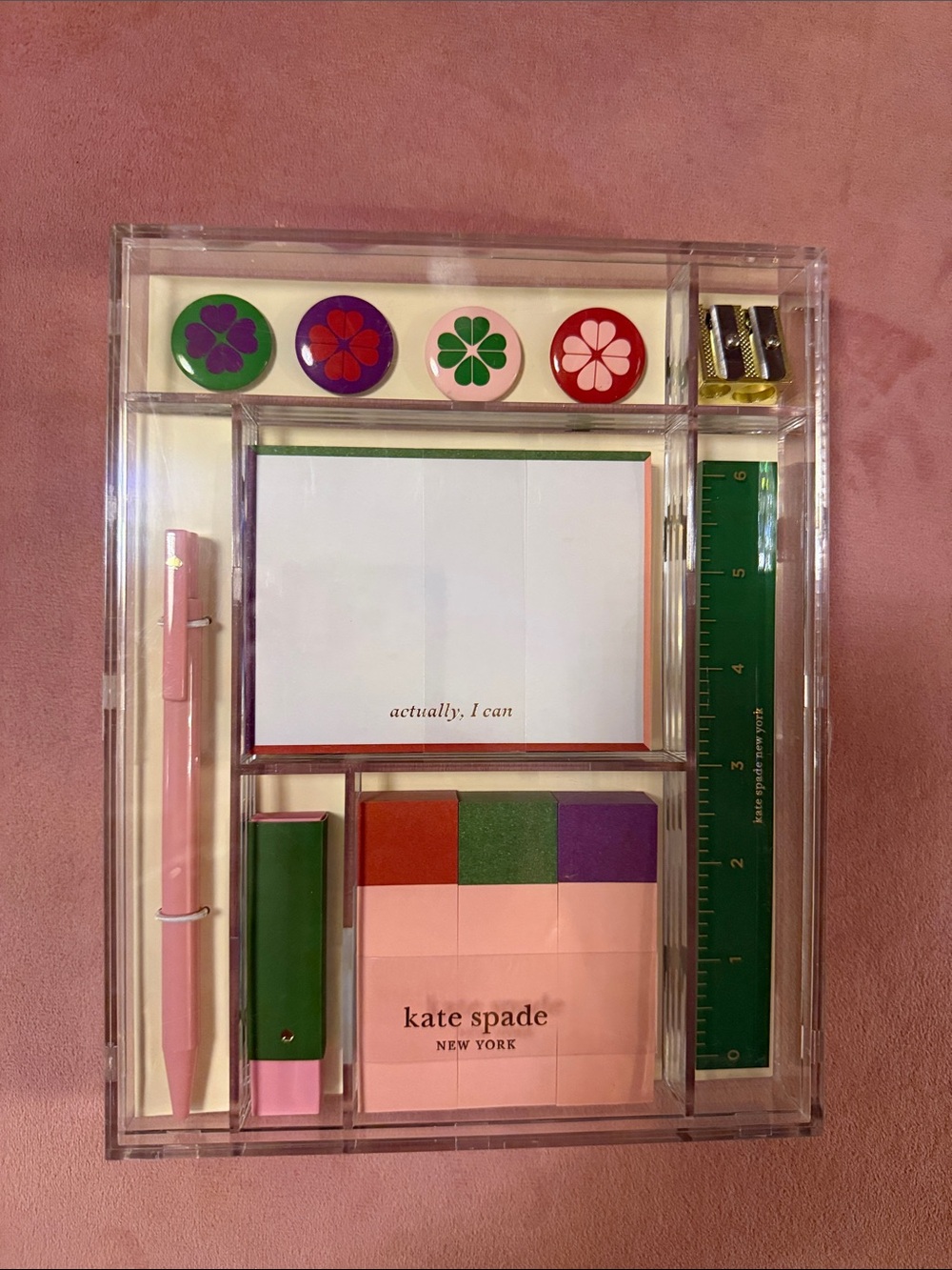 kate spade Pink, Green & Purple Desk Accessory Set